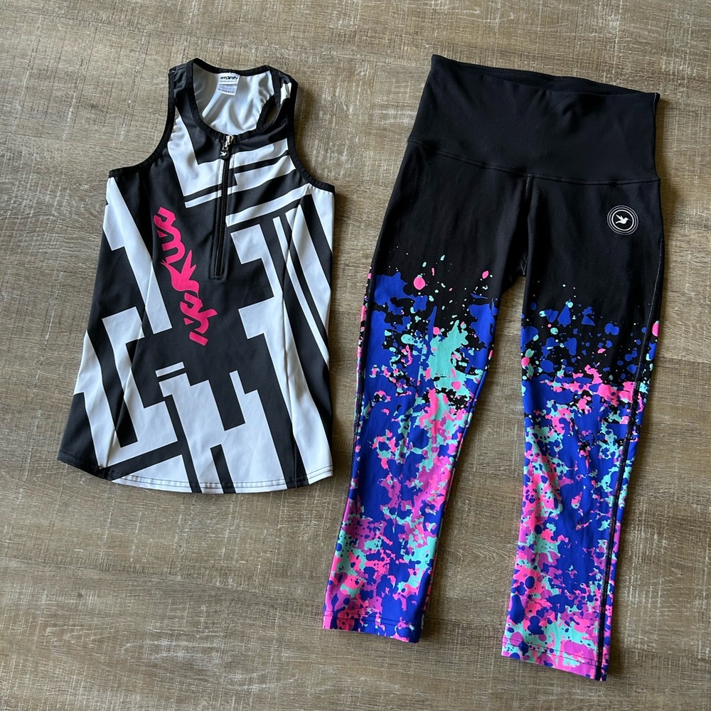 Smashfest Queen Triathlon Top Pants BUNDLE Women XS Cycling outdoor colorful